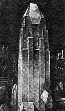 ヒュー・フェリスが1930年代に描いた摩天楼のドローイングのひとつ